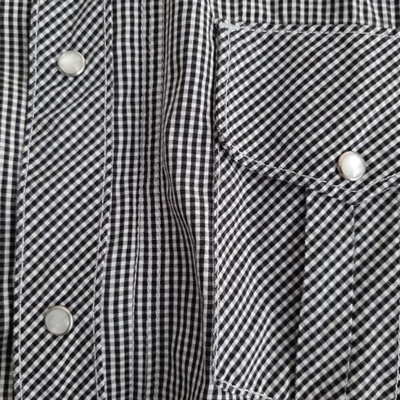 BEN SHERMAN 100% Cotton Pearl Snap Button Western Gingham Shirt B&W Men's Sz M - Picture 6 of 14